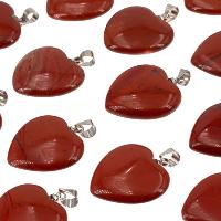 Pendentif jaspe rouge coeur avec bélière métal