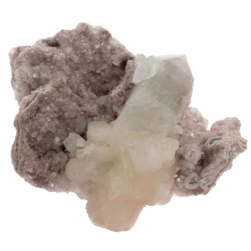 Apophyllite cristaux bruts avec stilbite et heulandite