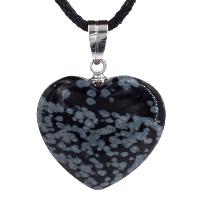 Pendentif obsidienne étoilée coeur avec bélière métal