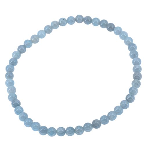 Bracelet aigue-marine perle ronde 4mm
