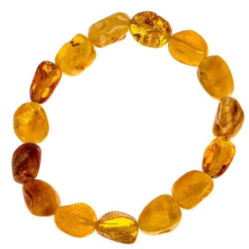 Bracelet ambre naturel perle "galet poli"