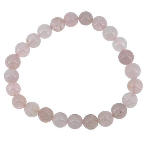 Bracelet quartz rose perle ronde 8 mm