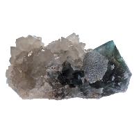 Fluorite bleue cristal brut sur quartz