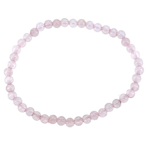 Bracelet quartz rose perle ronde 4 mm