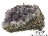 Fluorite violette, cristaux bruts sur gangue