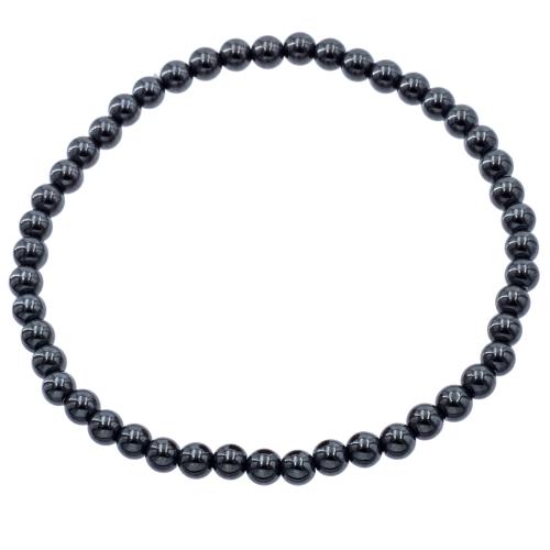 Bracelet hématite perle ronde 4 mm 