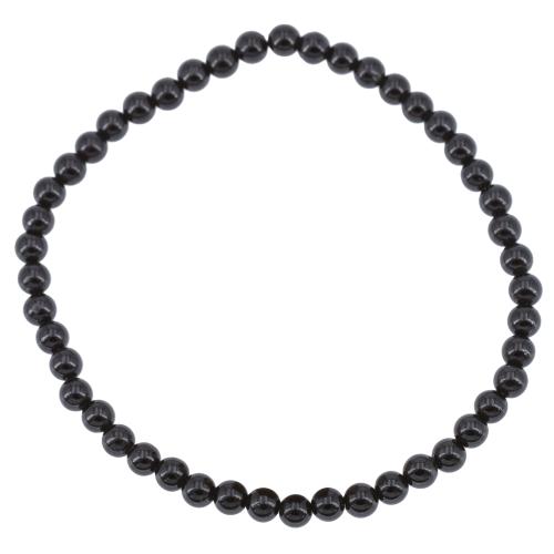 Bracelet tourmaline noire perle ronde 4 mm
