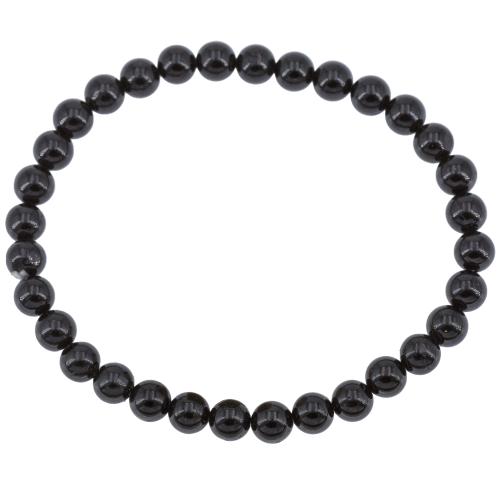 Bracelet tourmaline noire perle ronde 6 mm