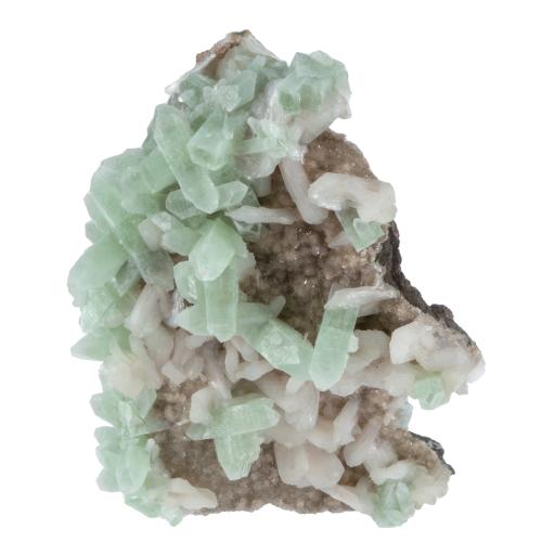 Apophyllite verte cristaux bruts sur gangue
