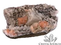 Heulandite orange cristaux bruts avec calcite