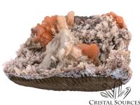 Heulandite orange cristaux bruts avec calcite