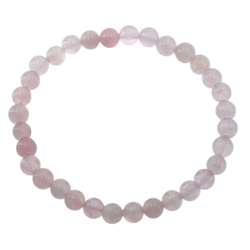 Bracelet quartz rose perle ronde 6 mm