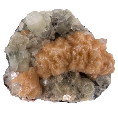 Apophyllite avec stilbite groupe de cristaux bruts
