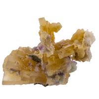 Baryte jaune cristal brut avec fluorite