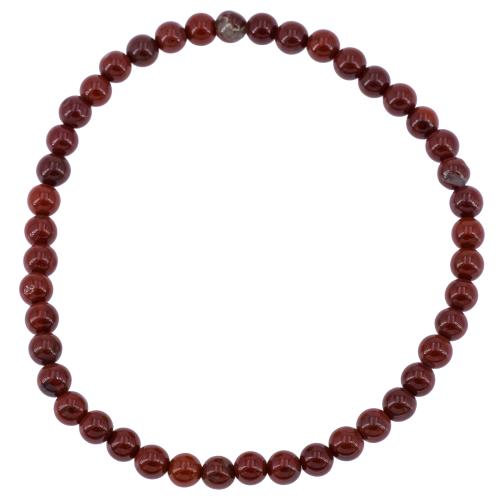 Bracelet jaspe rouge perle ronde 4 mm
