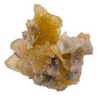 Baryte jaune cristal brut avec fluorite