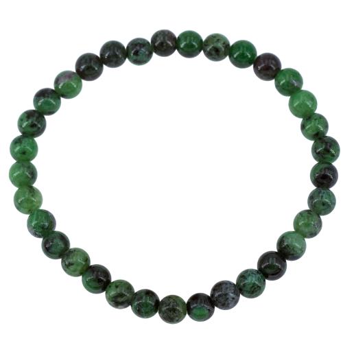 Bracelet rubis sur zoïsite verte perle ronde 6 mm (anyolite)