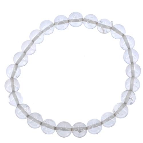Bracelet cristal de roche perle ronde 8 mm