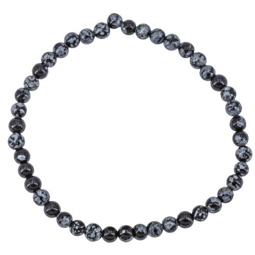 Bracelet obsidienne étoilée perle ronde 4 mm