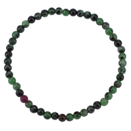 Bracelet Rubis sur zoïsite verte perle ronde 4 mm (anyolite)