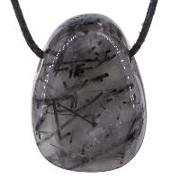 Pendentif quartz tourmaline noire percée