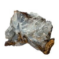 Baryte bleue cristaux bruts avec limonite