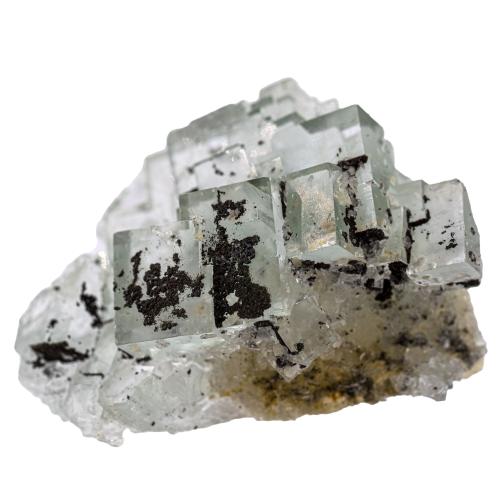 Fluorite verte cristaux bruts avec quartz et pyrite