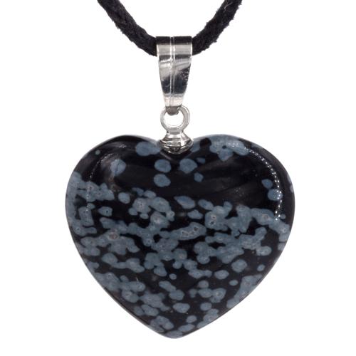 Pendentif obsidienne étoilée coeur avec bélière métal
