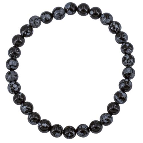 Bracelet obsidienne étoilée perle ronde 6 mm